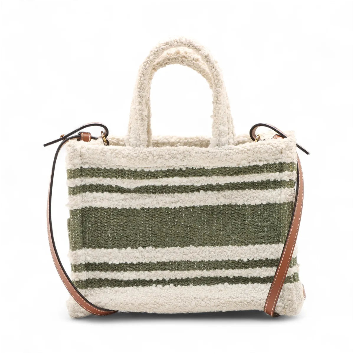 Celine Triomphe Small Cabas Two-Way Handbag White x Green