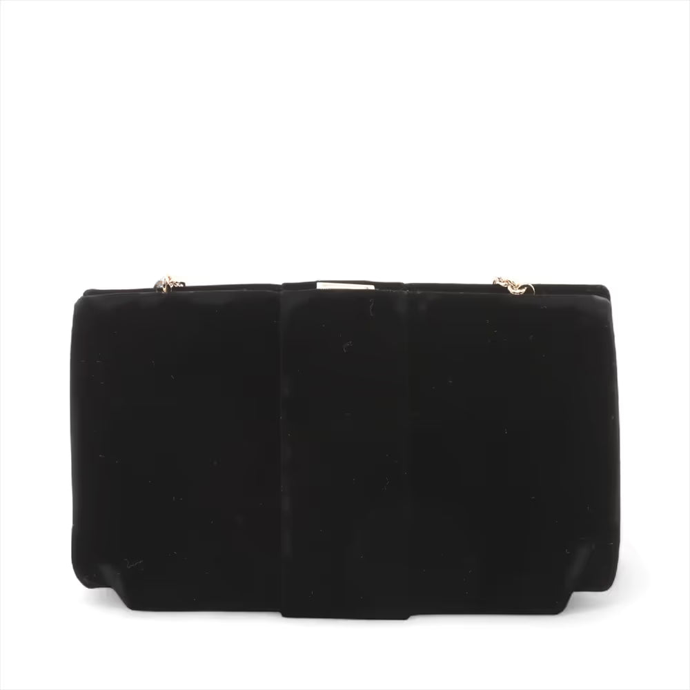 Roger Vivier Velour Rhinestone Pearl Chain Shoulder Bag Black