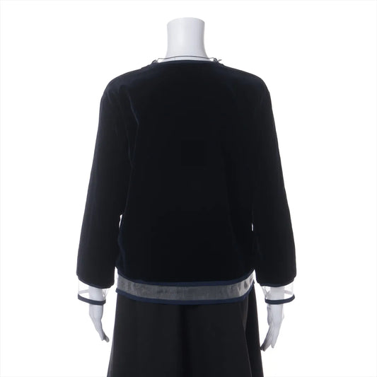 Fendi Flower Cotton Polyurethane Long T-shirts Navy Blue