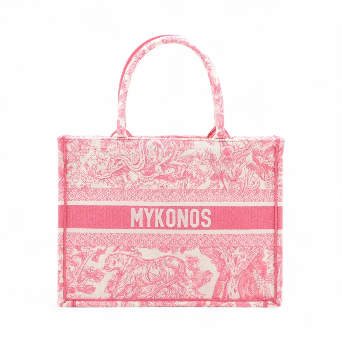 Christian Dior Toile De Jouy Embroidery Medium Book Tote Bag Pink