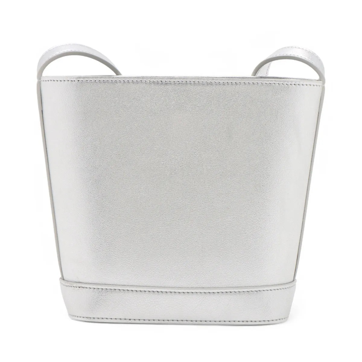 Celine Triomphe Leather Bucket Bag Silver