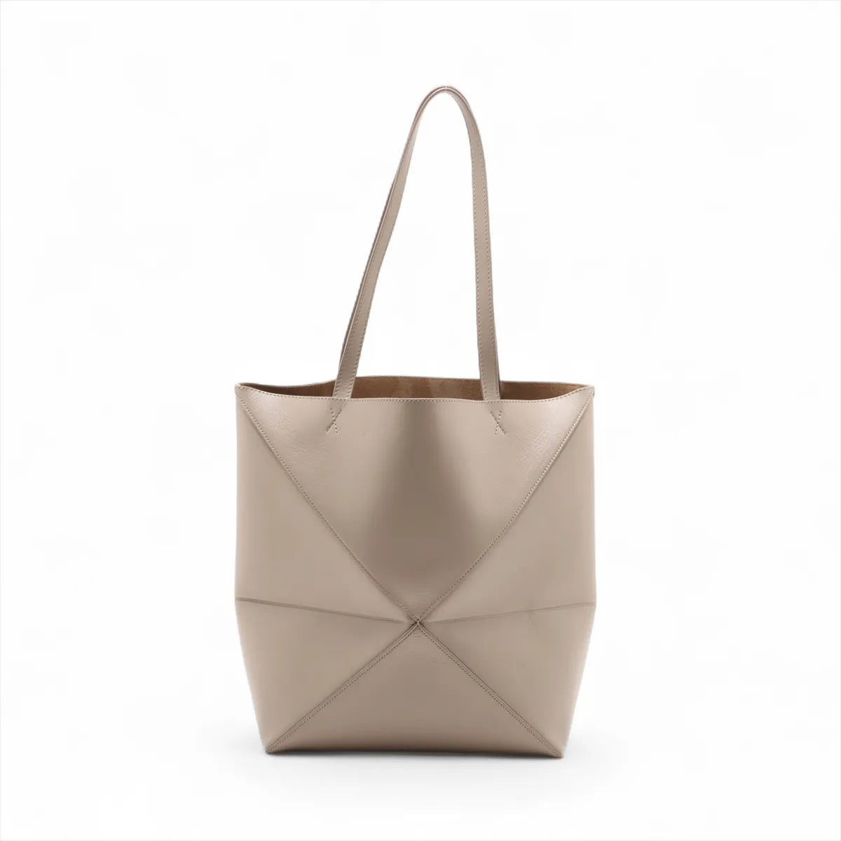 Loewe Puzzle Fold Medium Leather Tote Bag Greige