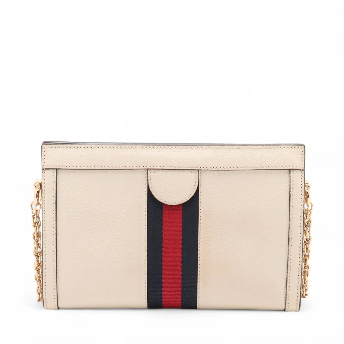 Gucci Ophidia Leather Chain Shoulder Bag White