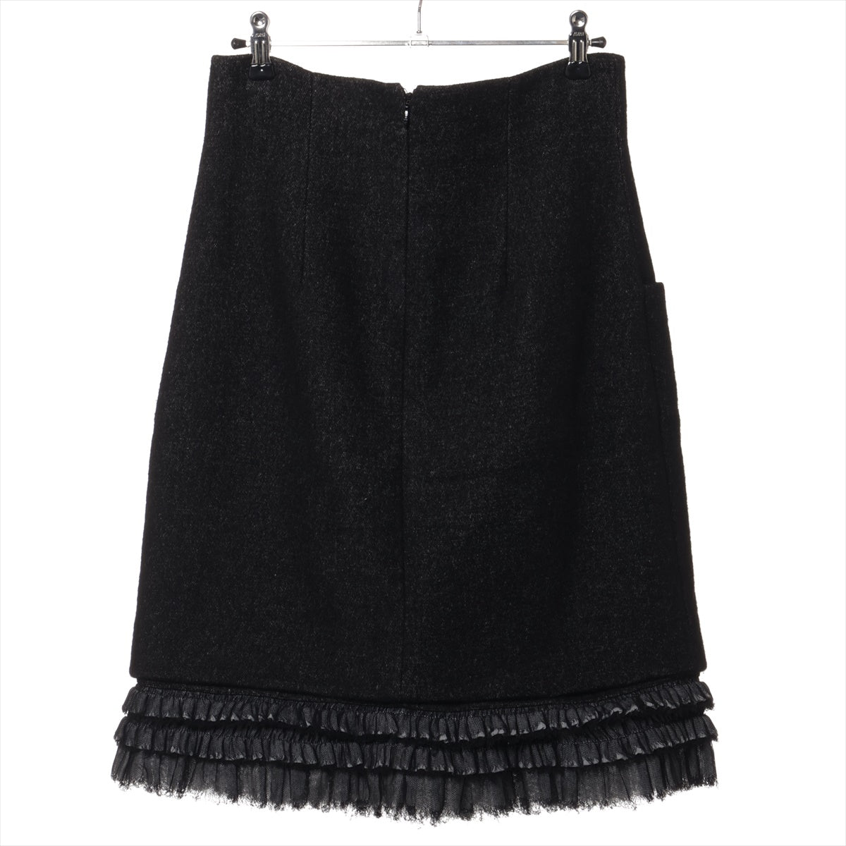 Chanel CC Button Denim and Cashmere Skirt Black