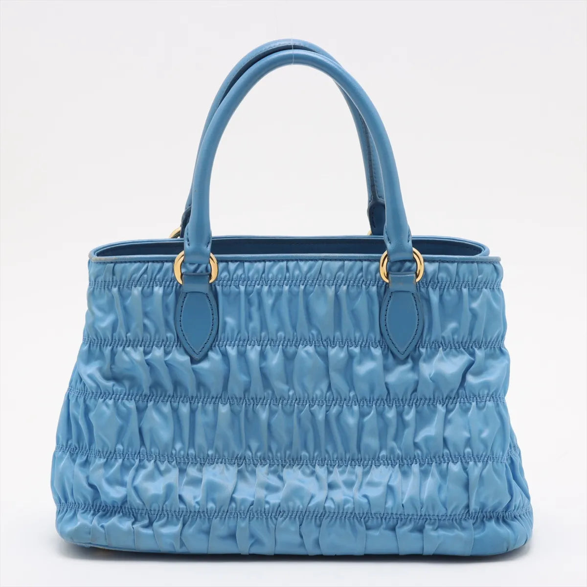 Prada Nappa Gaufre Nylon Leather Handbag Blue