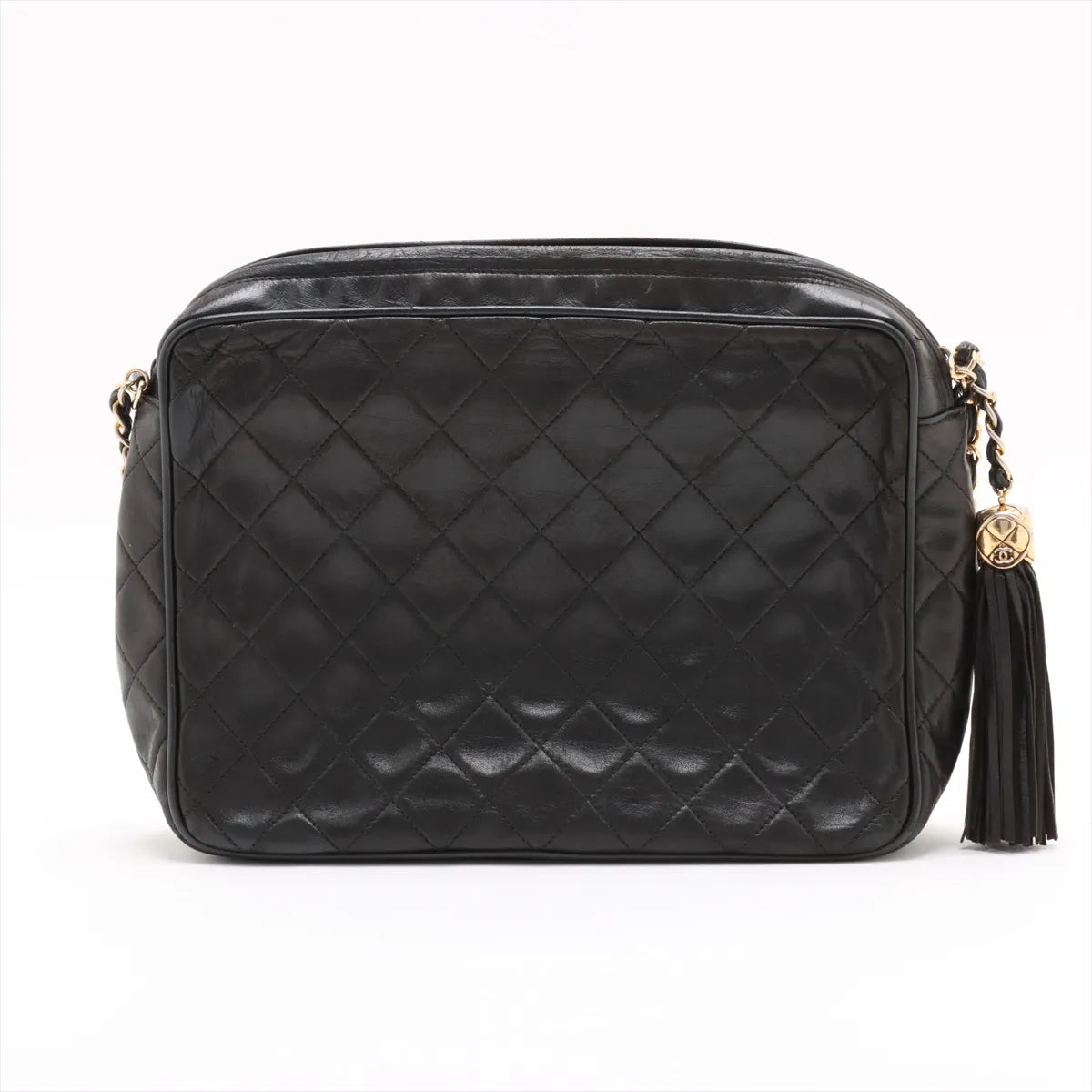 Chanel CC Logo Matelasse Lambskin Chain Shoulder Bag Black