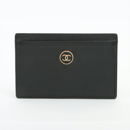Chanel Coco Button Caviar Leather Card Case Black