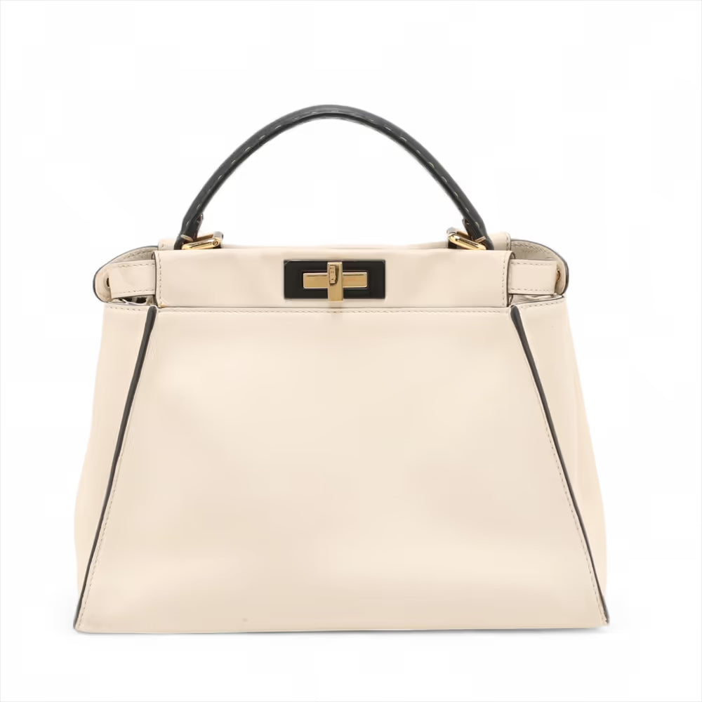 Fendi Peekaboo Regular Leather Two-Way Handbag White