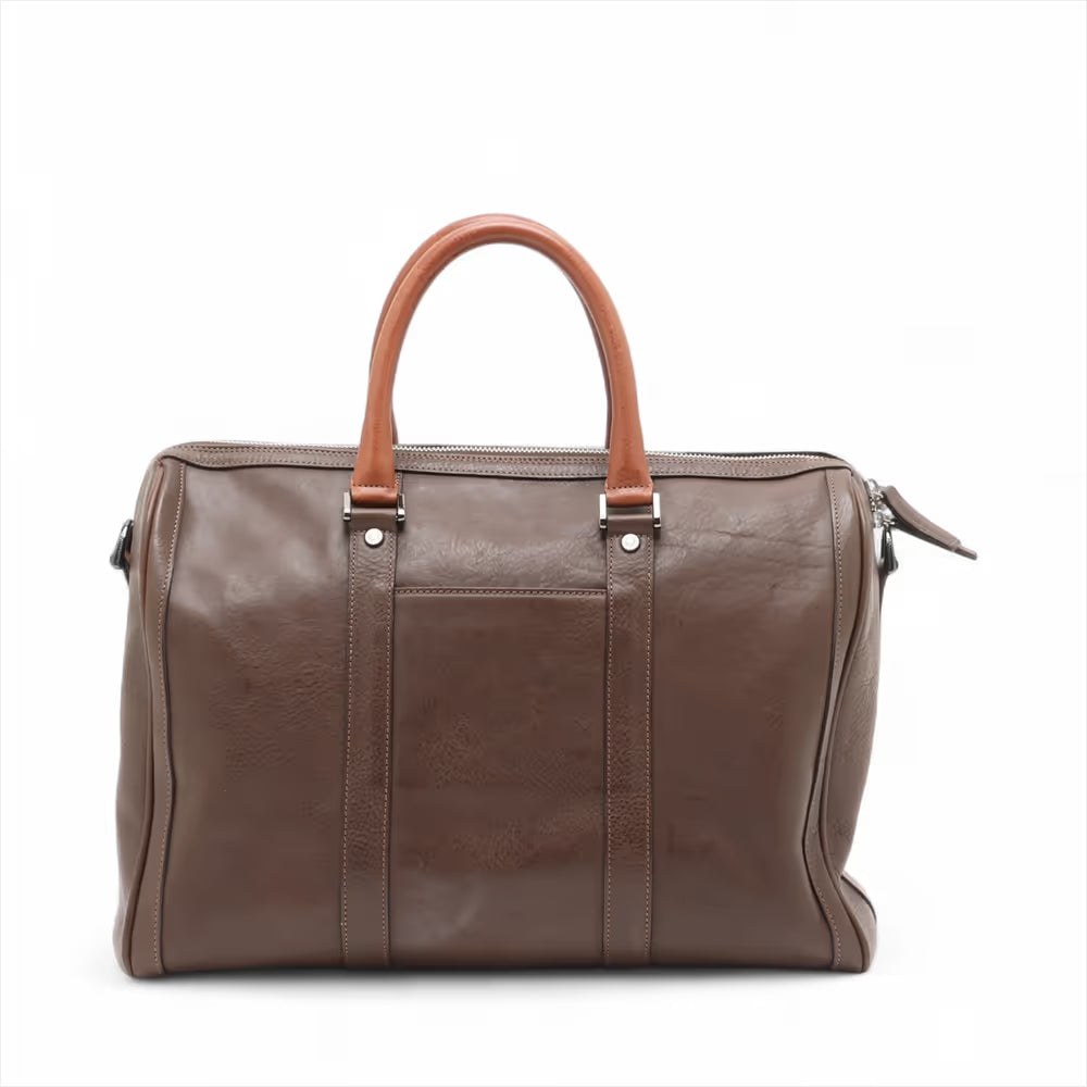 Cocomister Leather Two-Way Boston Bag Brown