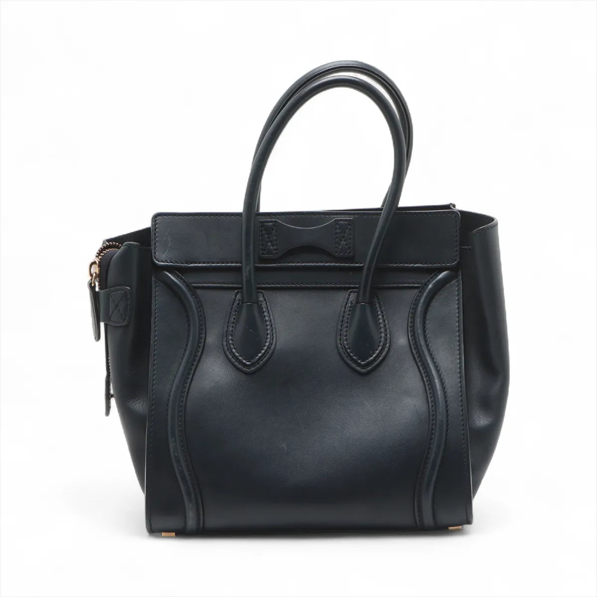 Celine Luggage Micro Shopper Leather Hand bag Navy Blue