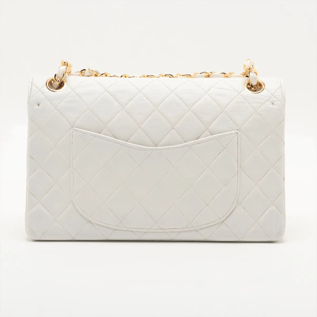 Chanel CC Logo Matelasse Lambskin Double Flap Double Chain Bag White