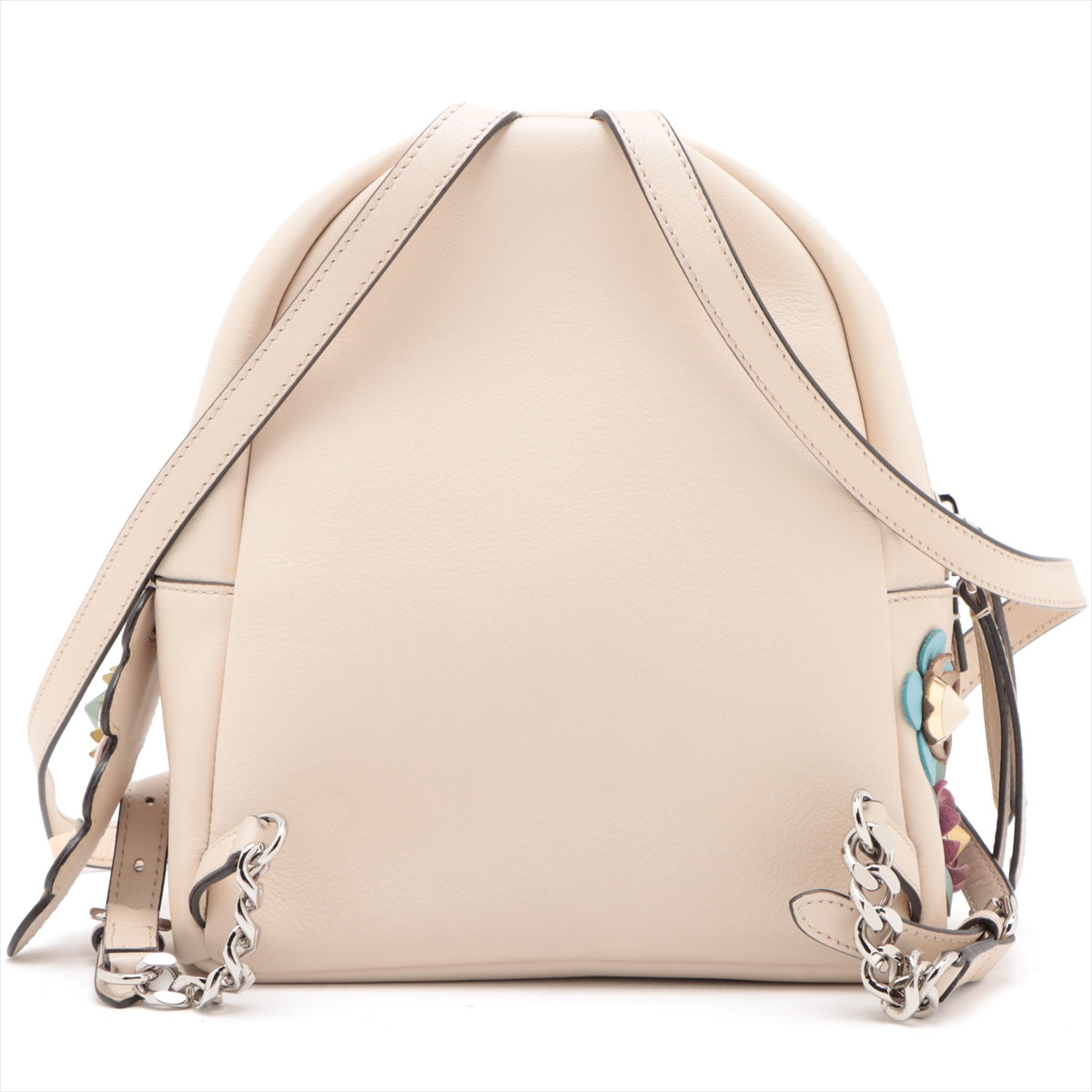 Fendi By the Way Floral  Leather Backpack Ivory