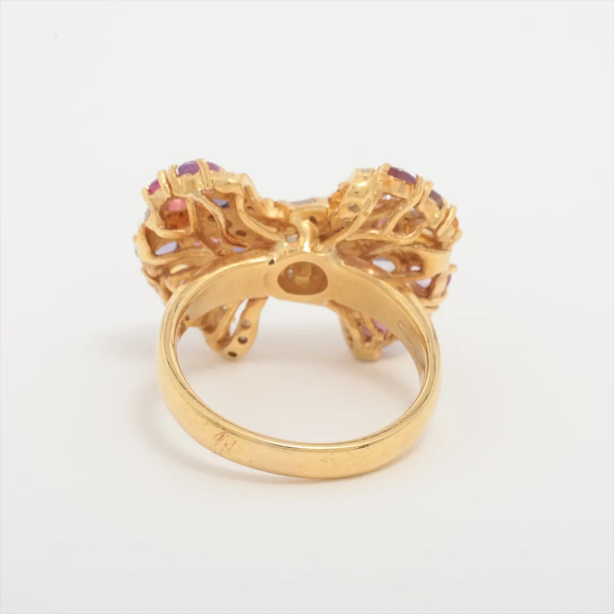 Ribbon Multicolor Diamond Ring Yellow Gold
