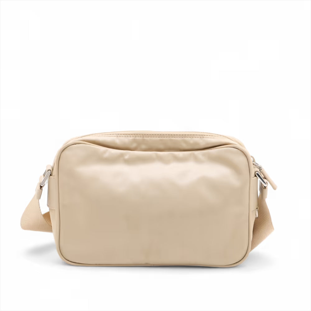 Prada Tessuto Nylon Leather Shoulder Bag Beige