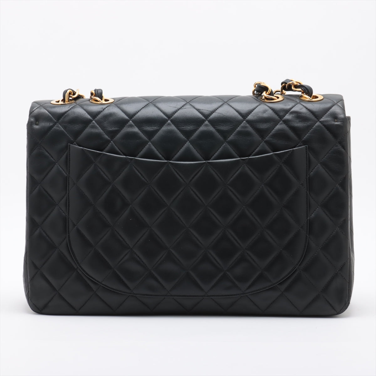 Chanel Matelasse Maxi Lambskin Single Flap Double Chain Bag Black