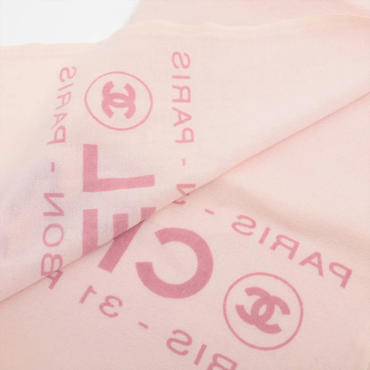 Chanel CC Logo Cashmere Wool Scarf Pink