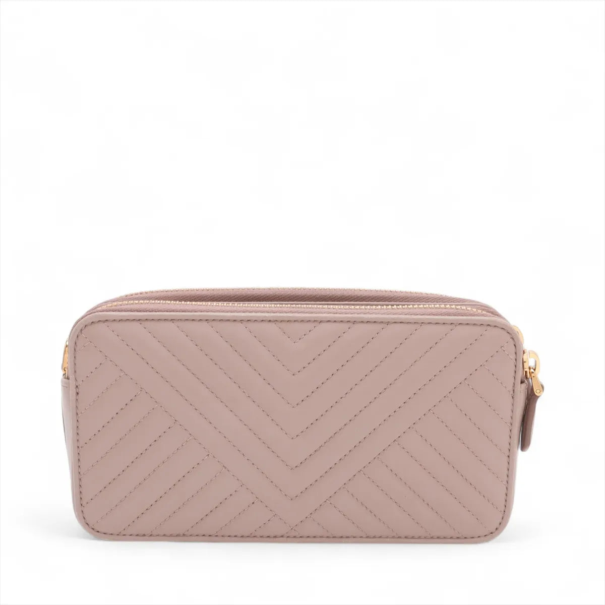 Prada Nappa Impuntu Leather Chain Wallet Pink Beige
