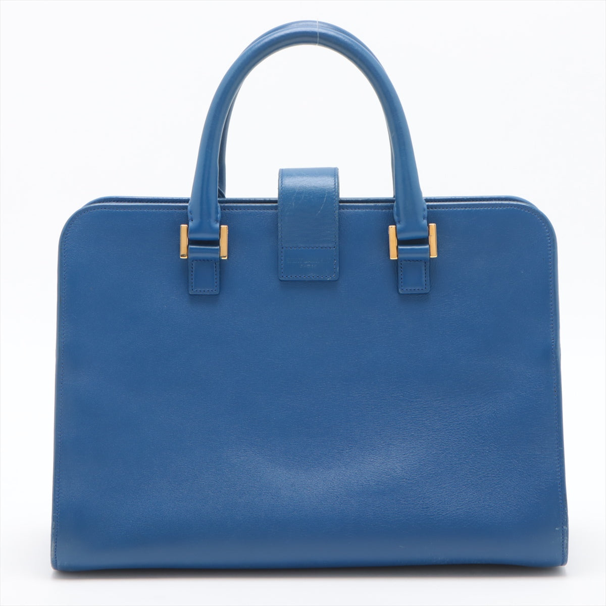 Saint Laurent Paris Cabas Leather Two Way Handbag Blue