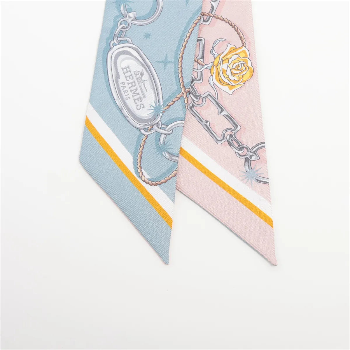 Hermès Twilly C'est La Fete Silk Scarf Light Blue