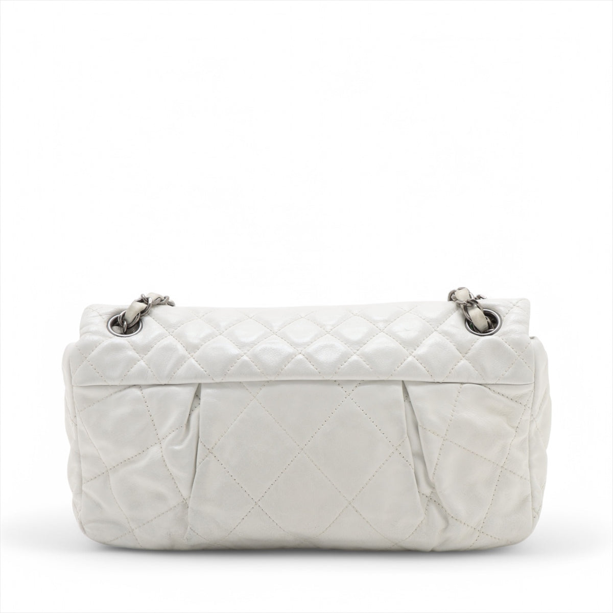 Chanel CC Logo Matelasse Lambskin Single Flap Double Chain Bag White * PREORDER *