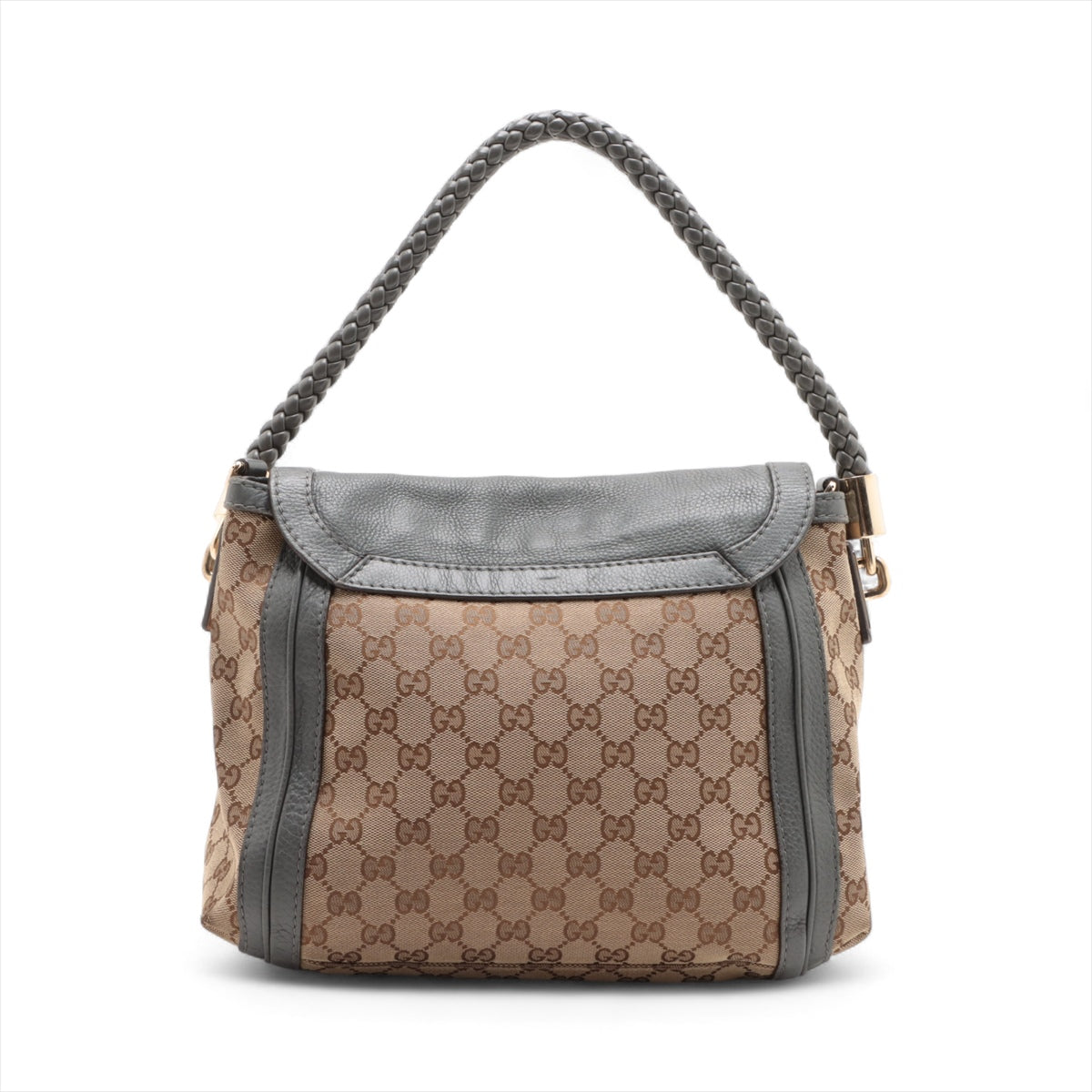 Gucci GG Logo Tassel Leather Two-Way Shoulder Bag Brown x Gray