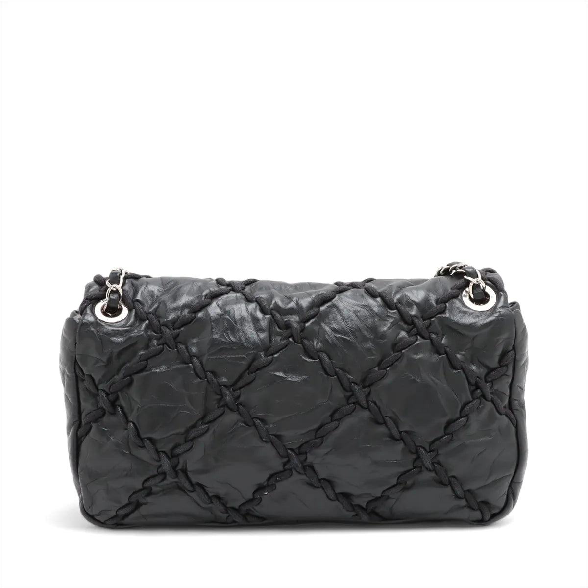 Chanel CC Logo Ultra Stitch Matelasse Single Flap Double Chain Bag Black