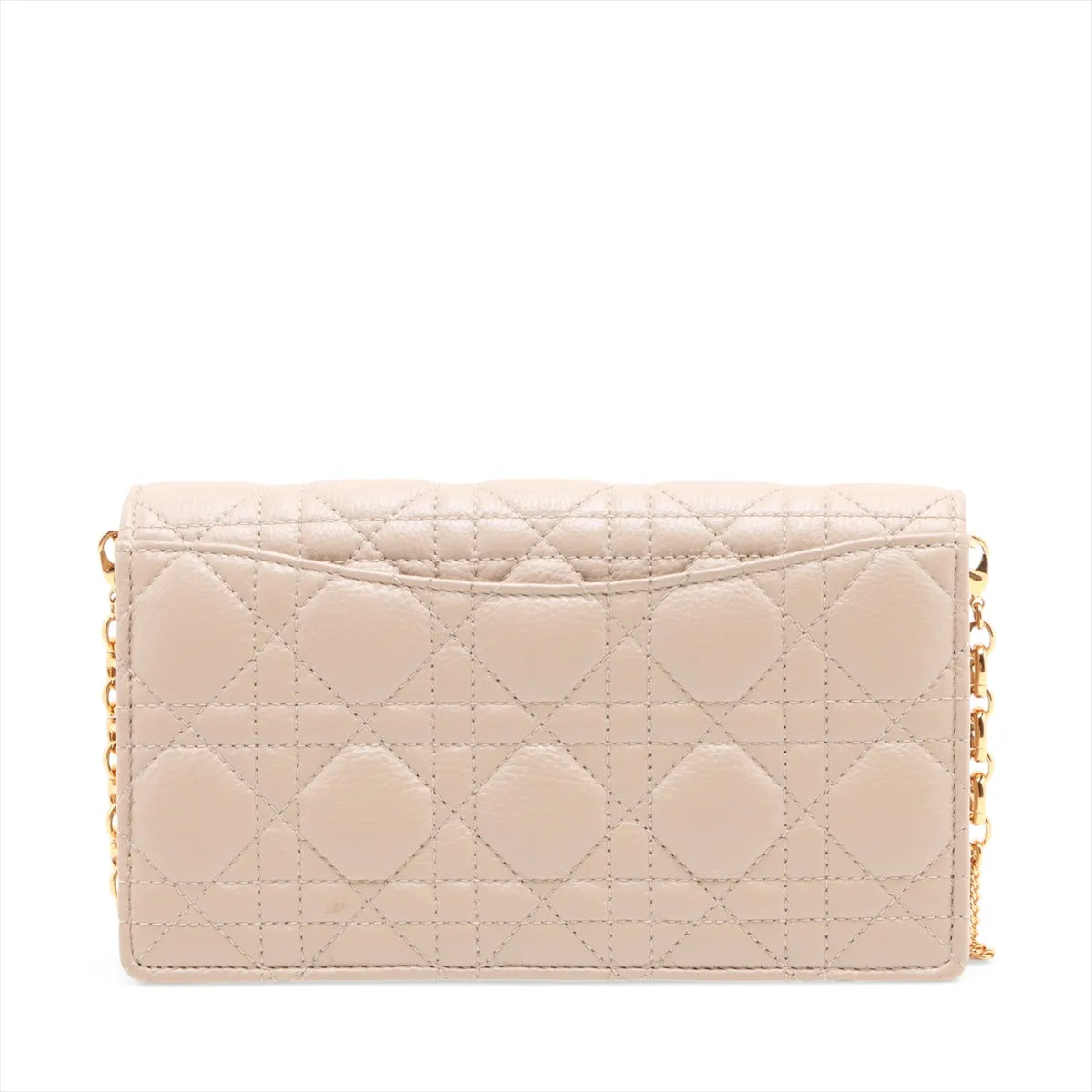 Christian Dior Cannage Caro Leather Wallet on Chain Beige
