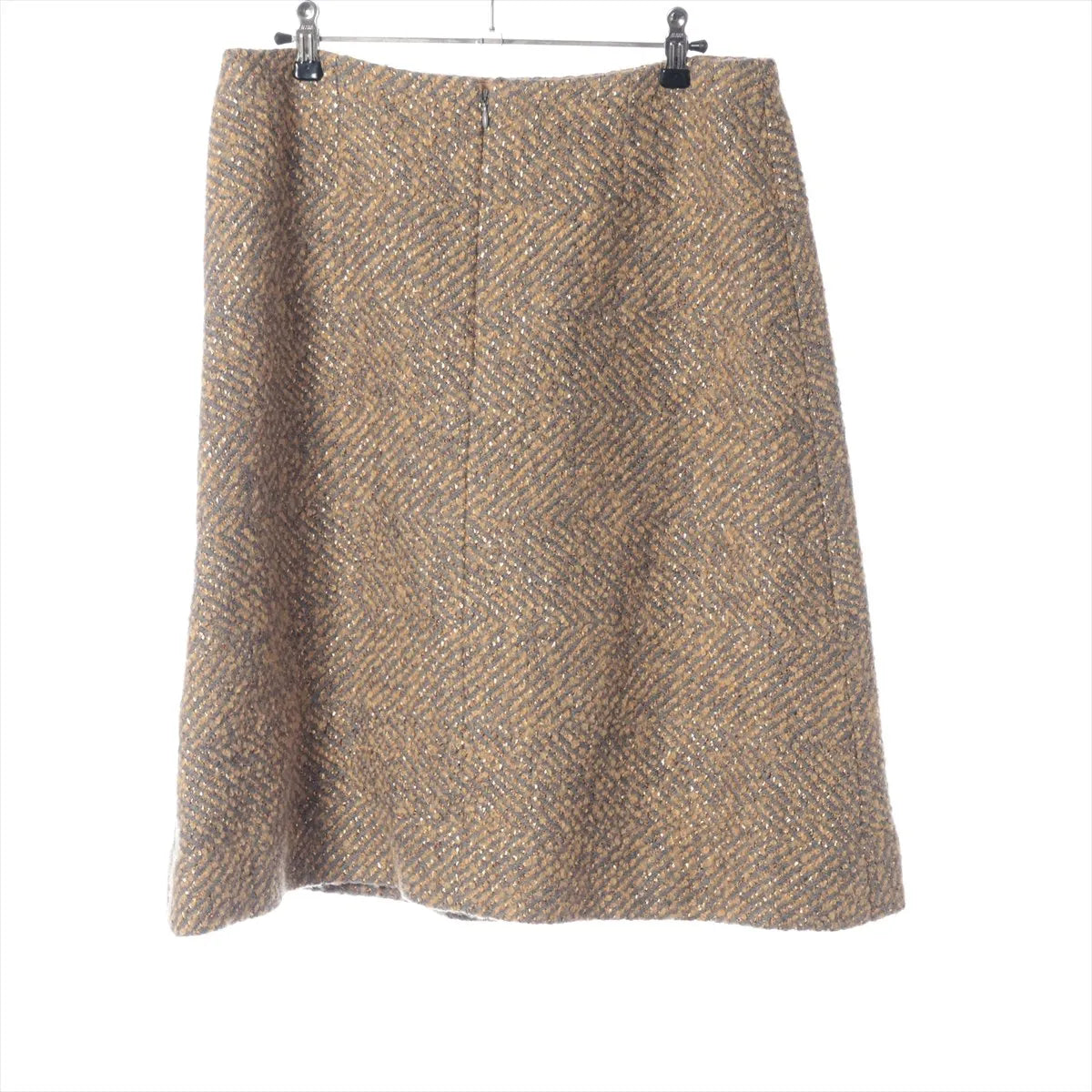 Chanel Wool Tweed Skirt Gold x Gray