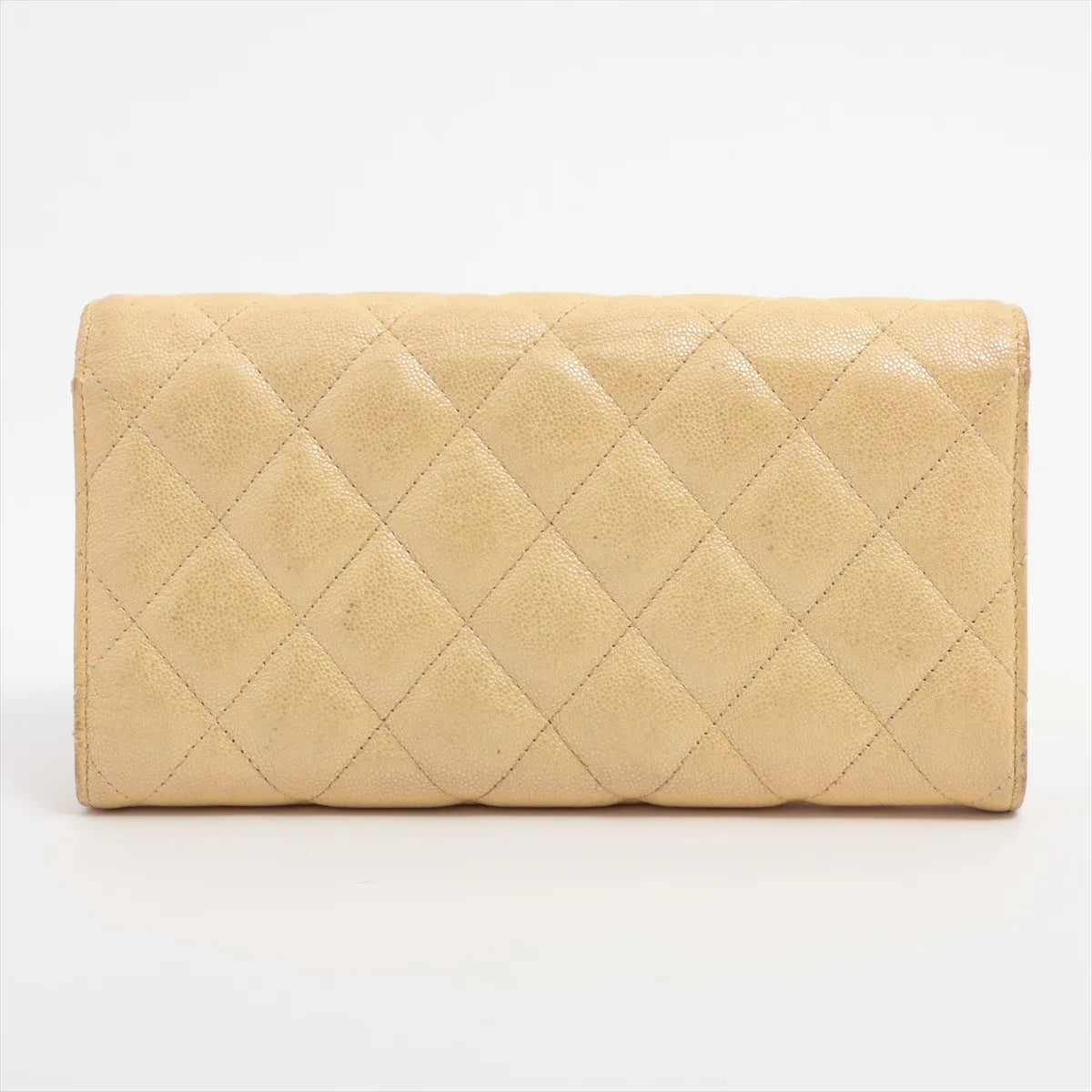 Chanel CC Logo Matelasse Caviar Skin Long Wallet Yellow