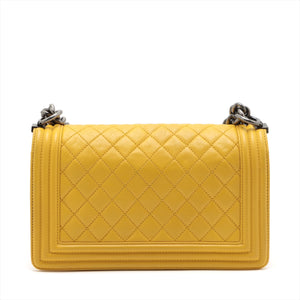 #1 Chanel Boy Matelasse Lambskin Chain Shoulder Bag Yellow