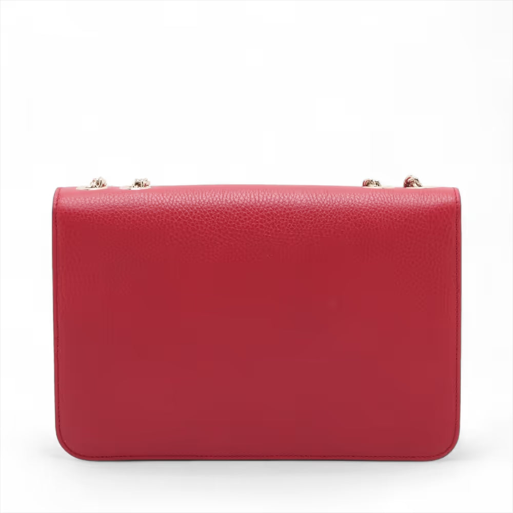 Gucci Interlocking GG Logo Leather Chain Shoulder Bag Red