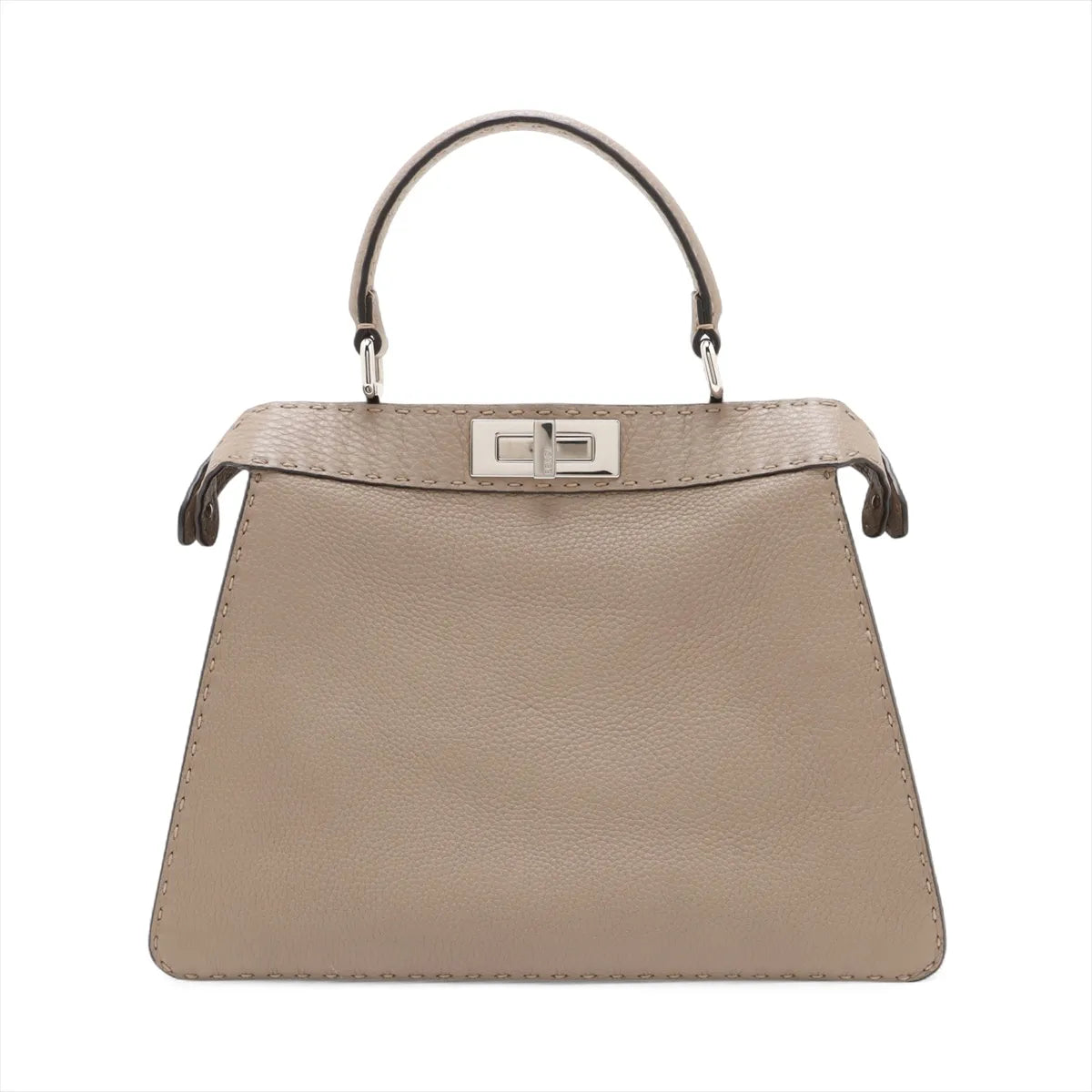 Fendi Selleria Peekaboo ICU Medium Leather Two-Way Handbag Beige