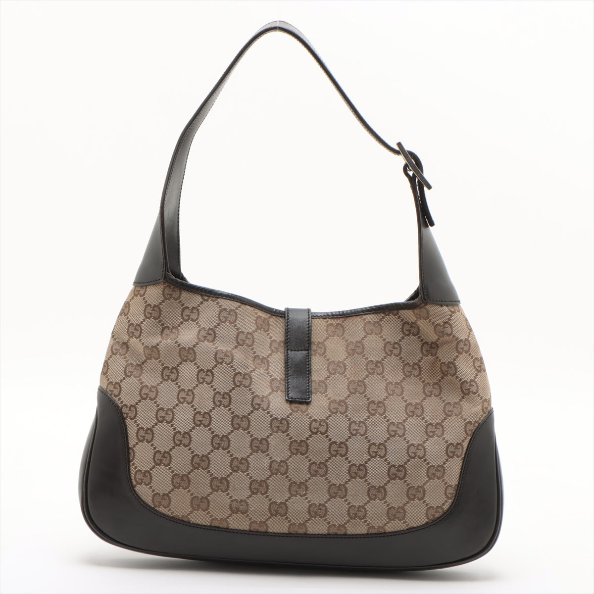 Gucci GG Canvas Jackie Canvas Leather Shoulder Bag Beige x Brown