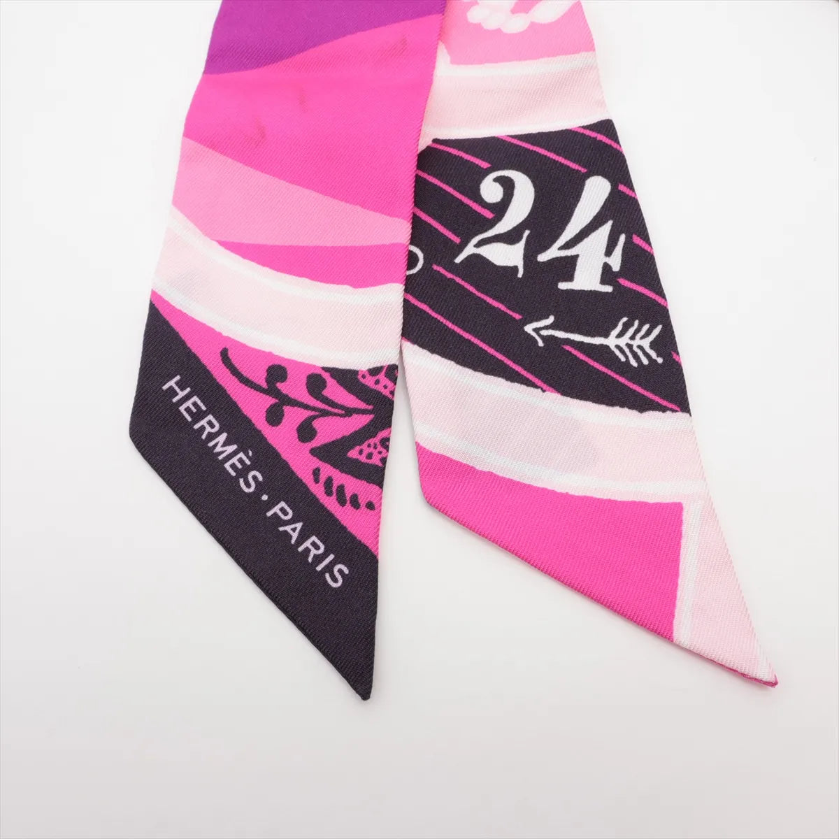 Hermes Twilly Jeu De Soie Uniforme Silk Scarf Pink x Purple
