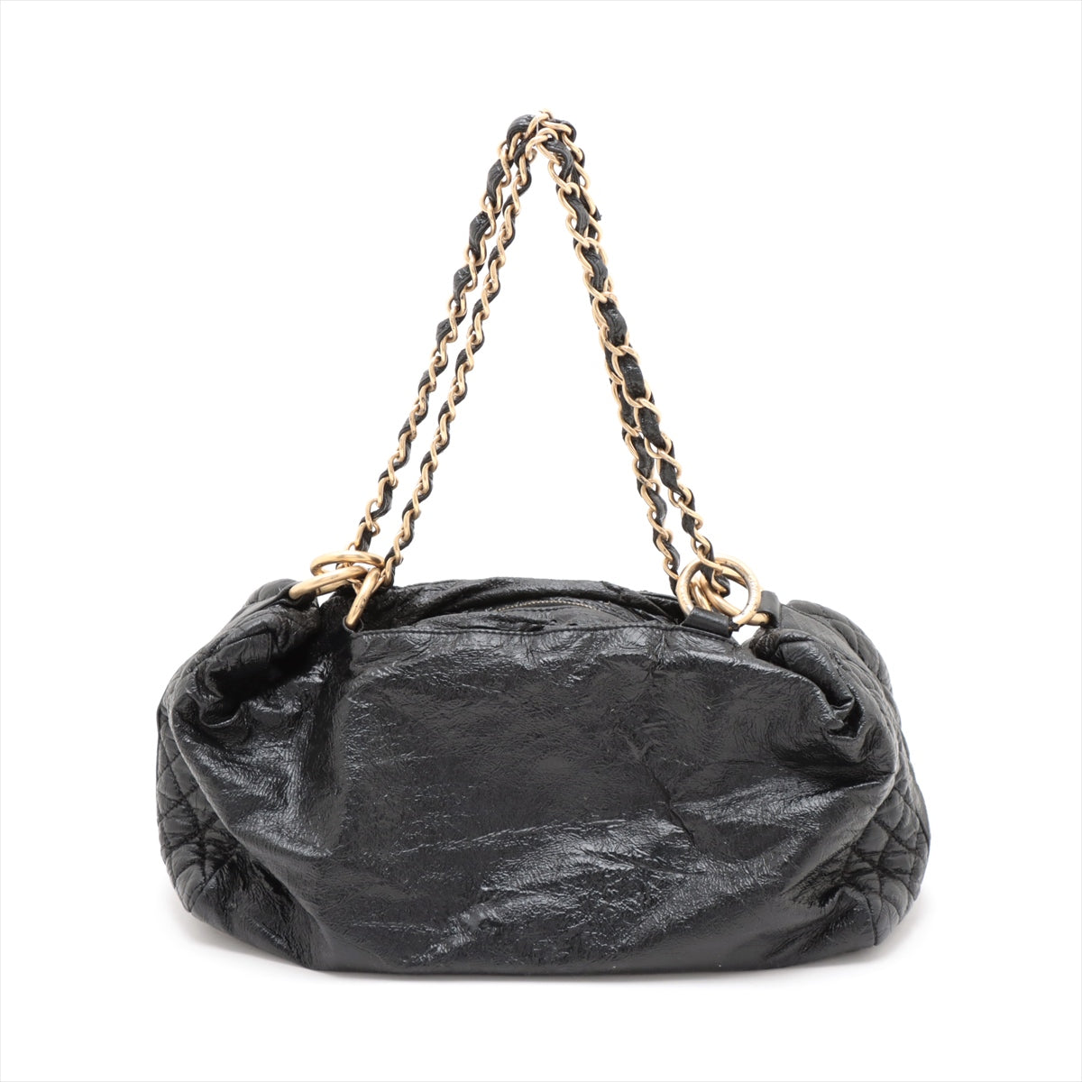 Chanel CC Logo Leather Chain Shoulder Bag Black