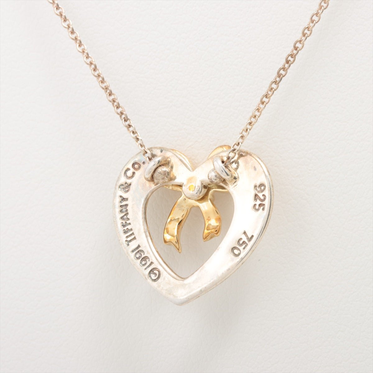 Tiffany & Co. Heart Bow Gold and Silver Necklace