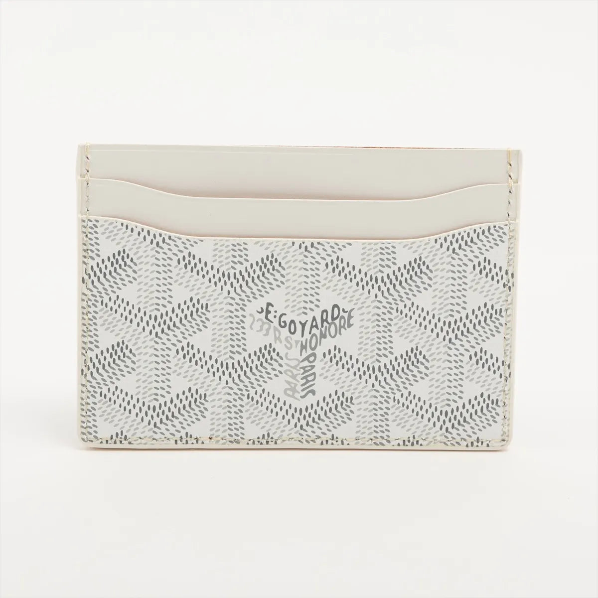 Goyard Herringbone Leather Card Case White x Gray