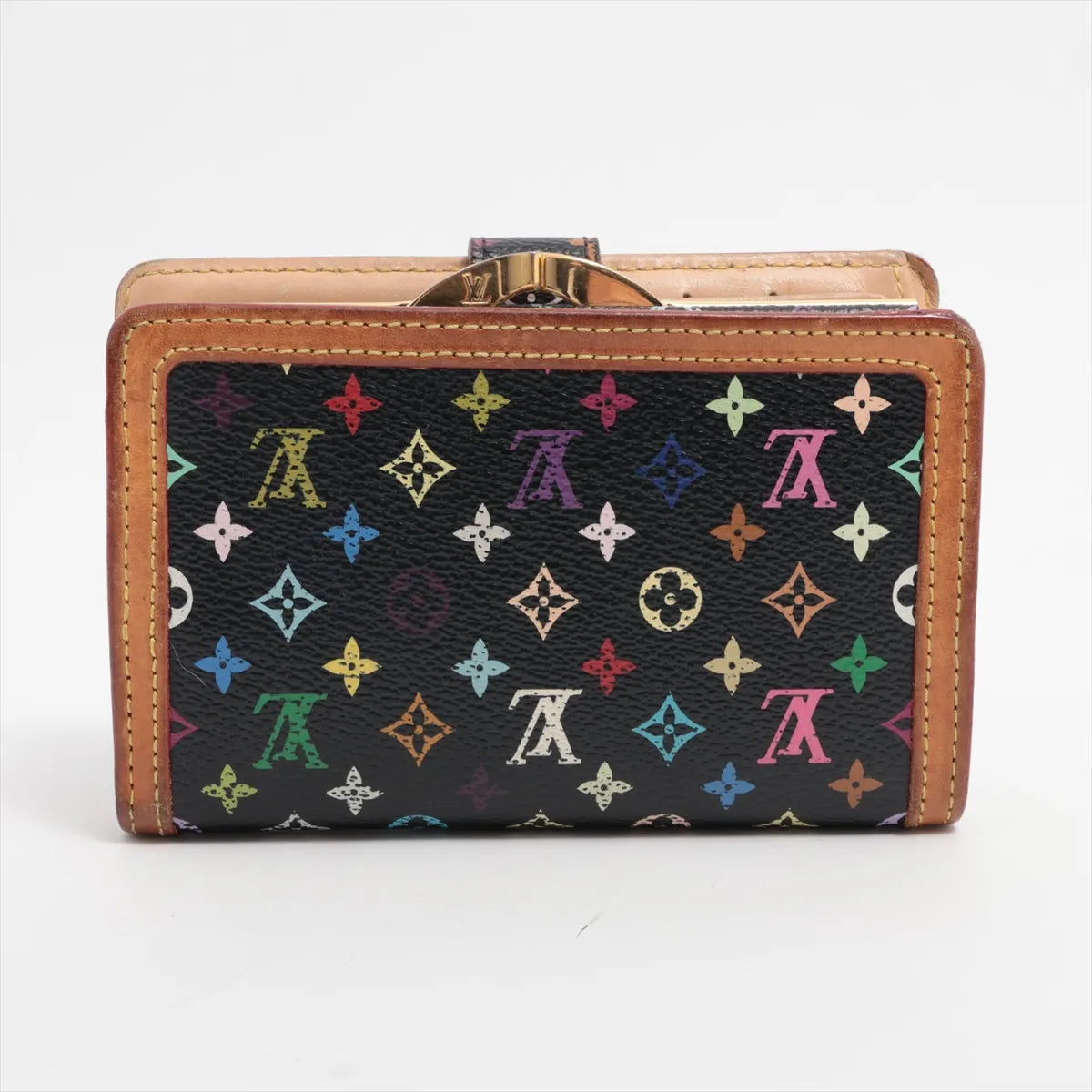 Louis Vuitton Monogram Multicolor Viennois Bi-fold Compact Wallet Black