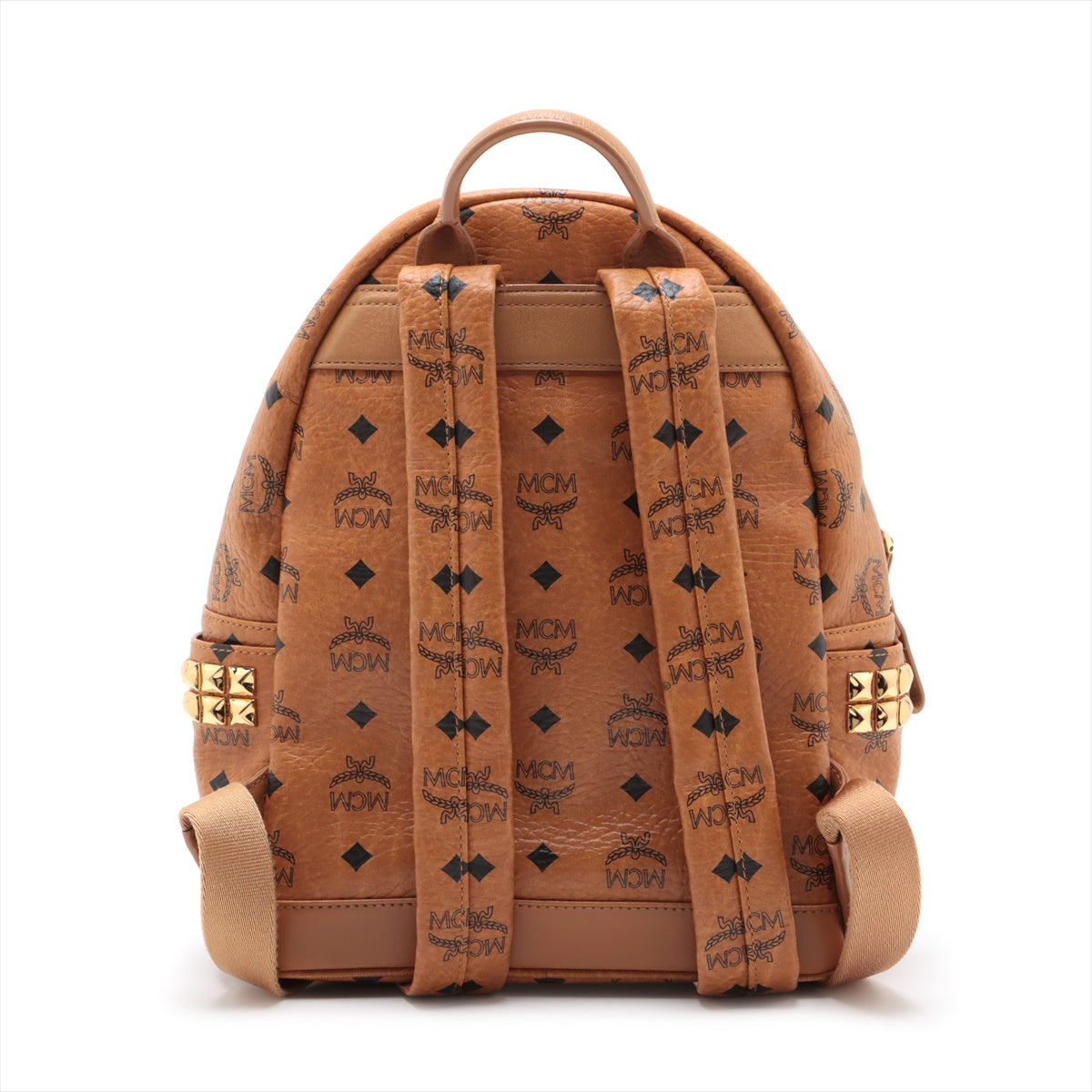 MCM Visetos Stark Side Studs Backpack Cognac