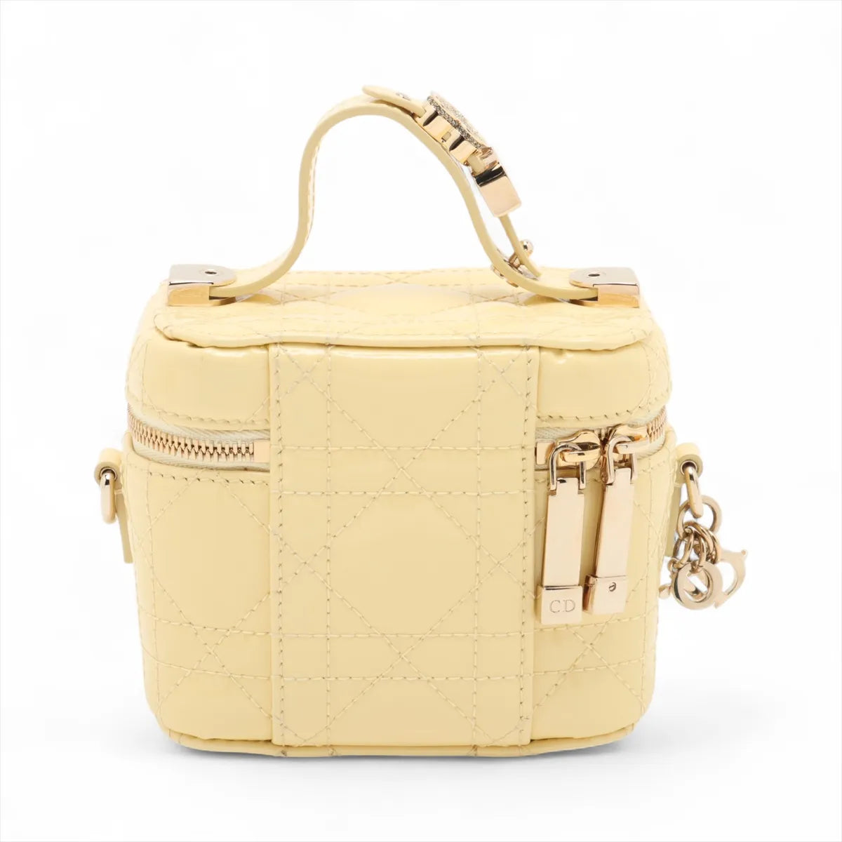 Christian Dior Micro Cannage Patent Leather Vanity Bag Yellow
