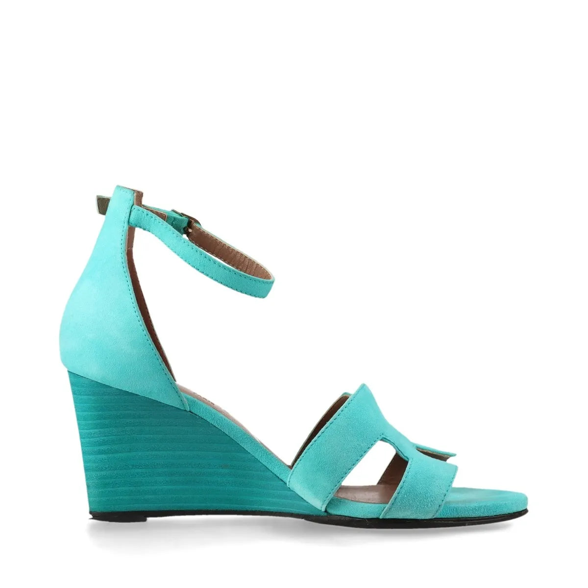 Hermès Legend Suede Wedge Sandal Tiffany Blue