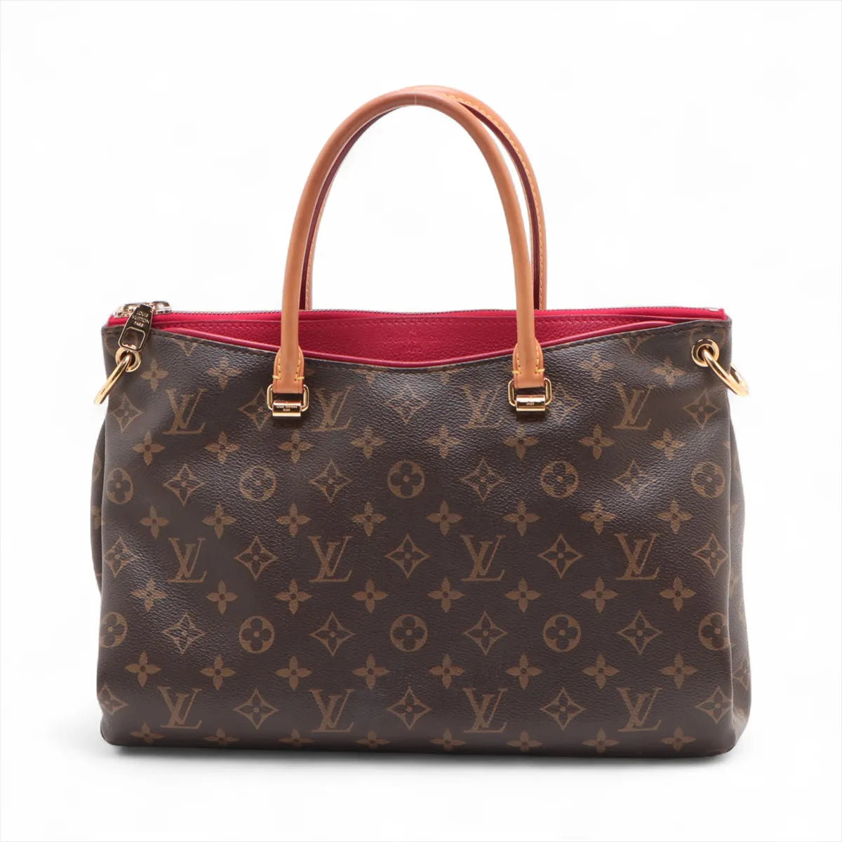 Louis Vuitton Monogram Pallas Handbag Brown x Red
