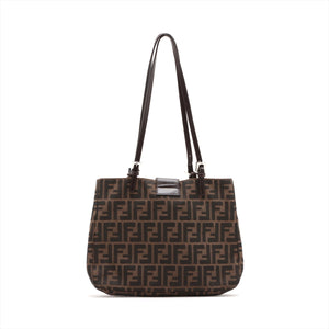 Top rated Fendi Zucca Double Long Strap Shoulder Bag Brown