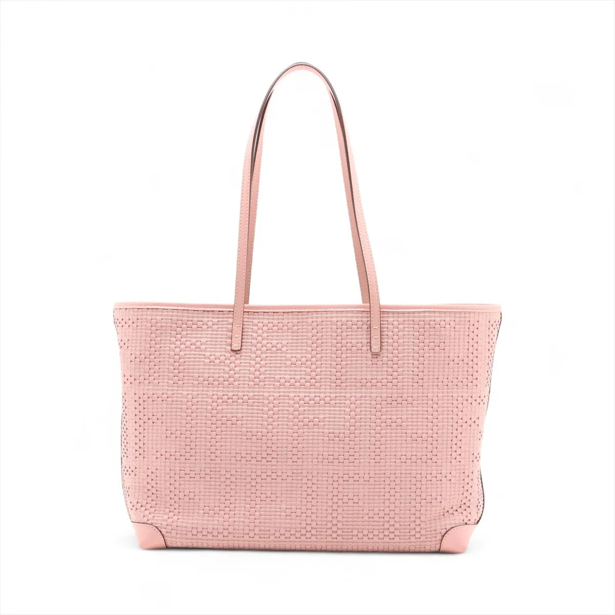 Fendi Zucca Interwoven Leather Tote Bag Pink