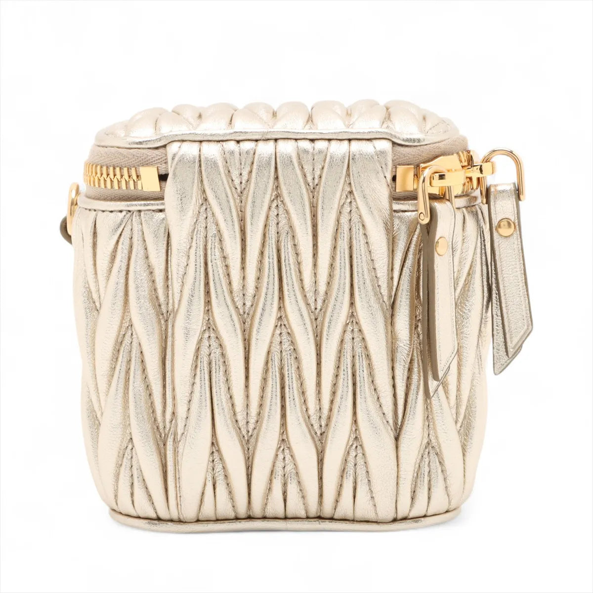 Miu Miu Matelasse Leather Micro Shoulder Bag Gold