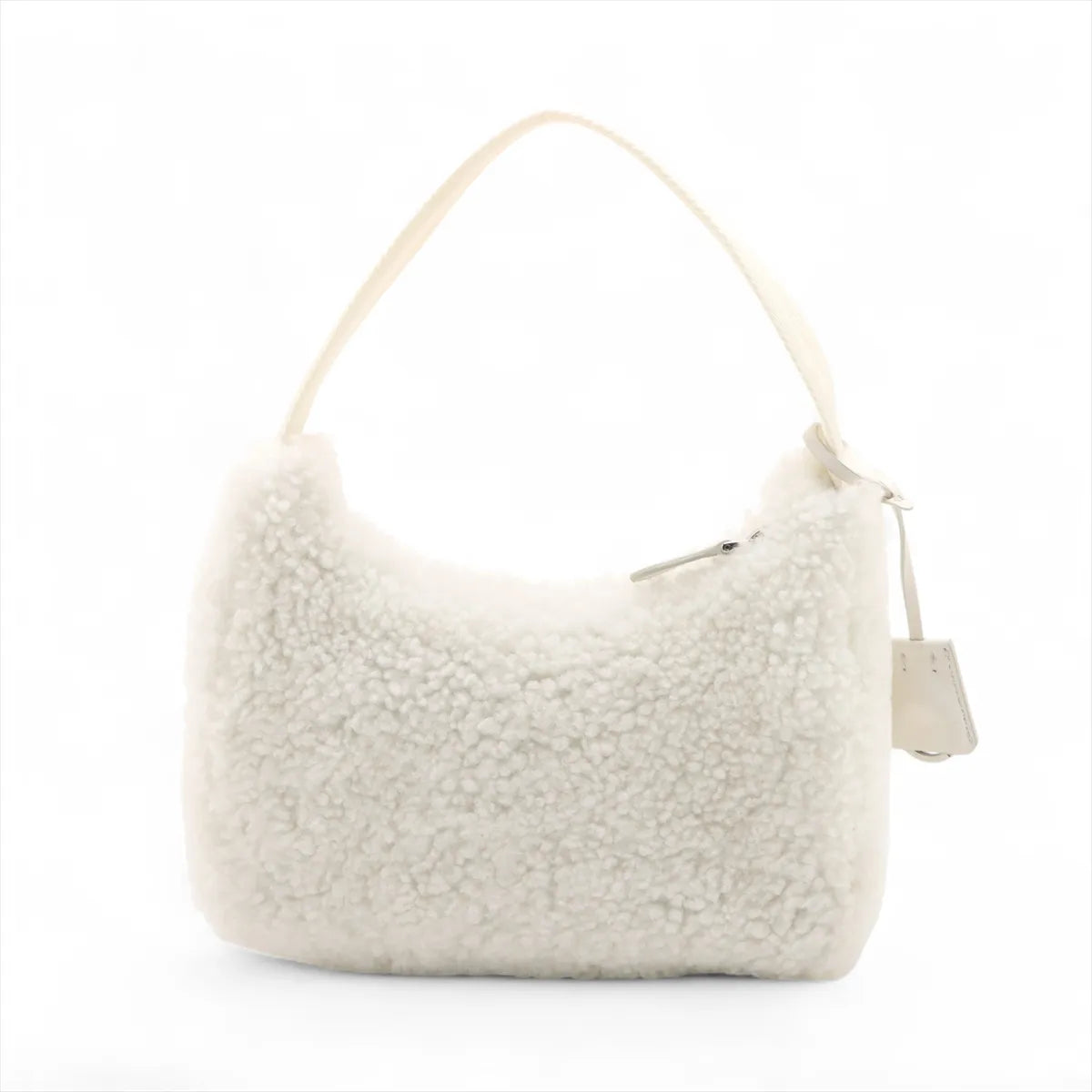Prada Mouton × Leather Shoulder Bag White