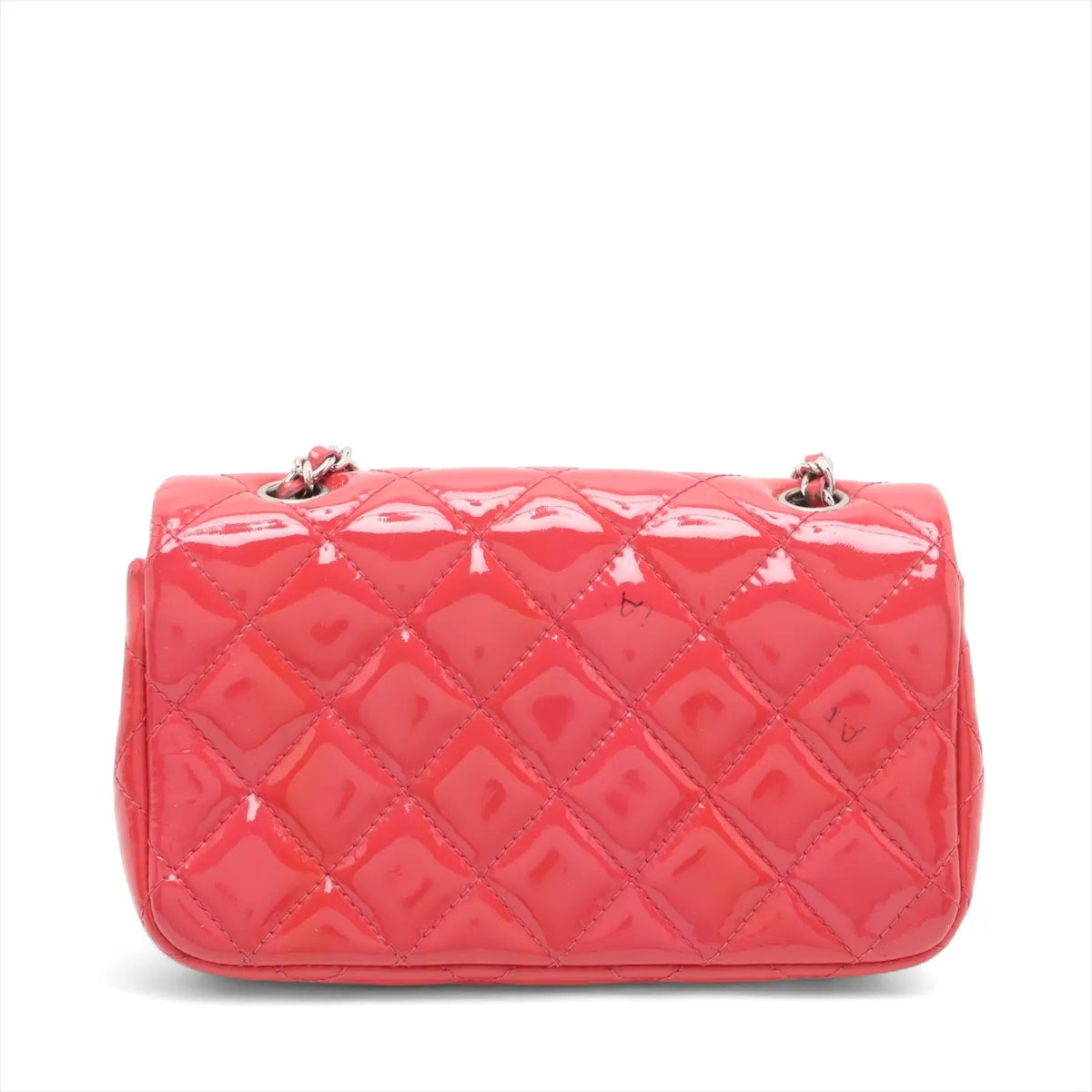 Chanel CC Logo Mini Matelasse 17 Patent Leather Single Flap Single Chain Bag Hot Pink
