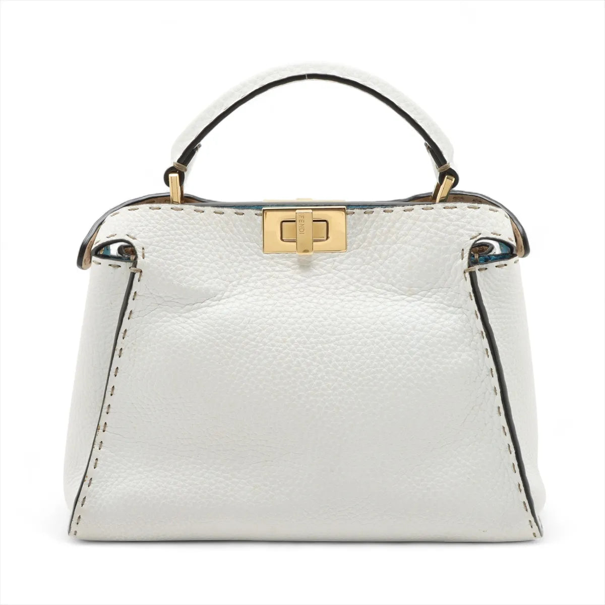 Fendi Peekaboo Essentially Selleria Shoulder Bag White