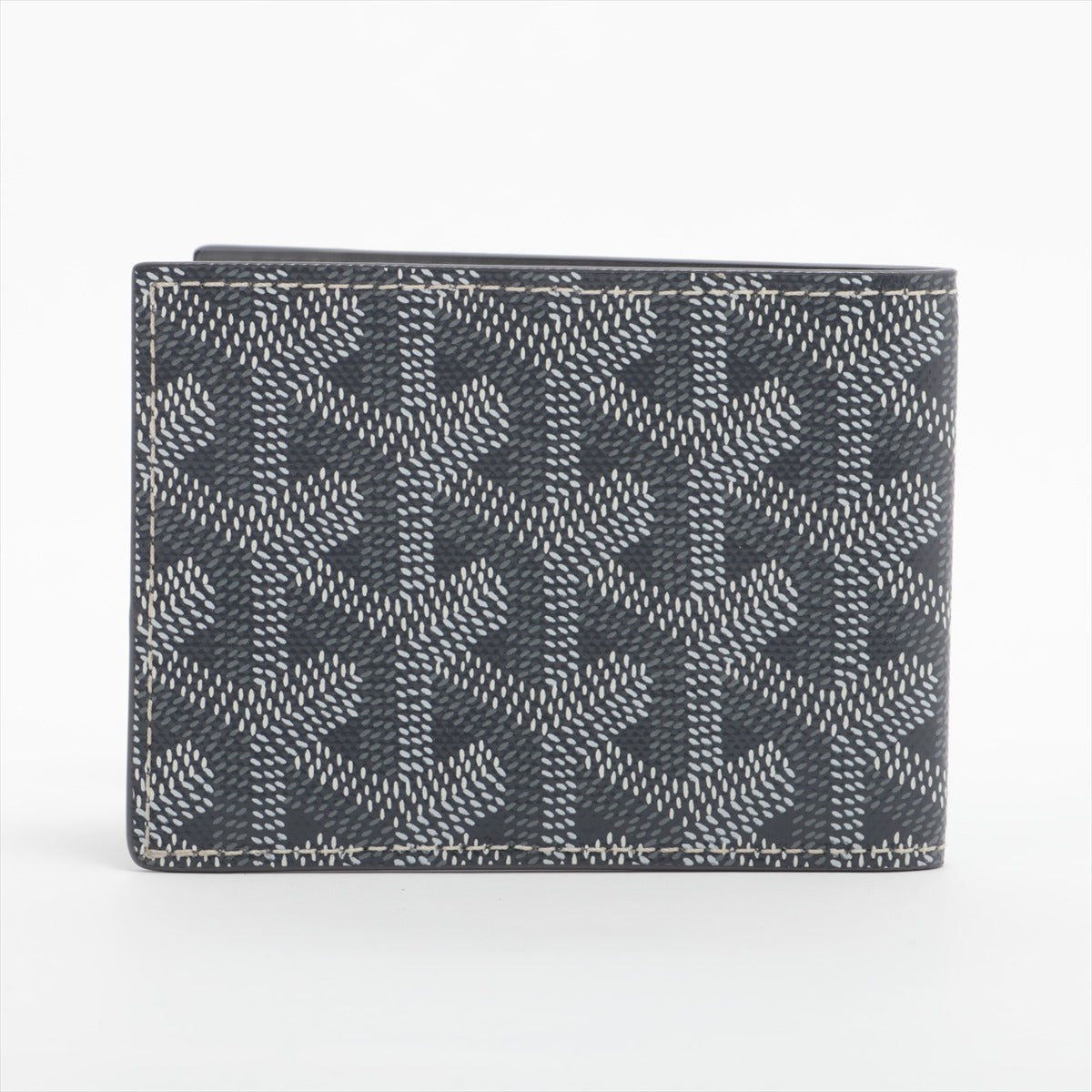 Goyard Herringbone Leather Bi-fold Card Case Gray