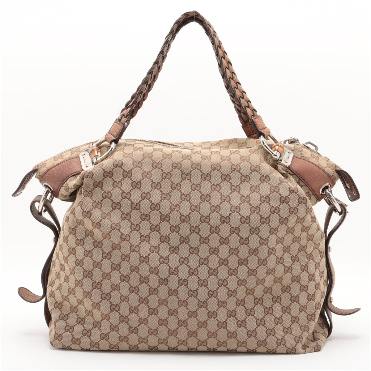 Gucci GG Canvas Leather Shoulder Bag Beige